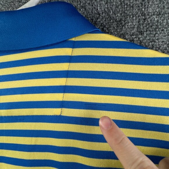 Southern Tide Club Short Sleeve Polo Shirt Blue Yellow Striped Large Men Golf - Picture 13 of 13